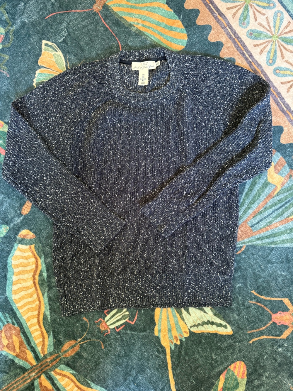 H&M Navy Fleck Crewneck Sweater